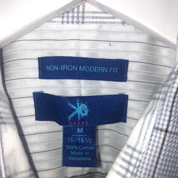Egara Windowpane Print Long Sleeve Men's Dress Shirt Size 15-15 1/2 - Picture 5 of 11